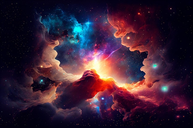 Foto abstrato espaço exterior interminável nebulosa galáxia fundo generative ai