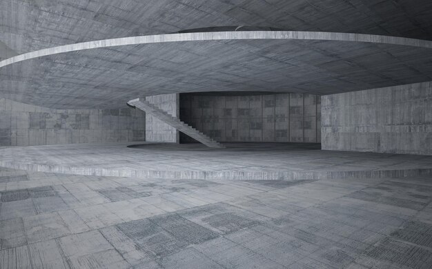 Abstrato espaço público multinível interior branco e concreto com janela. ilustração 3D