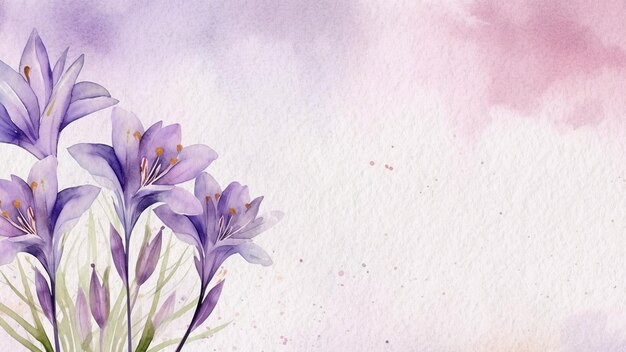 Abstrato floral flor roxa fundo aquarela sobre papel