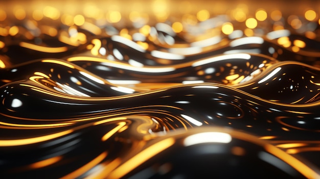 Abstrato fundo de bordas brilhantes de ouro Liquify 3d Rendering 4k Ultra hd