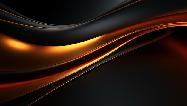Abstrato fundo gradiente líquido ardente preto e laranja 3d