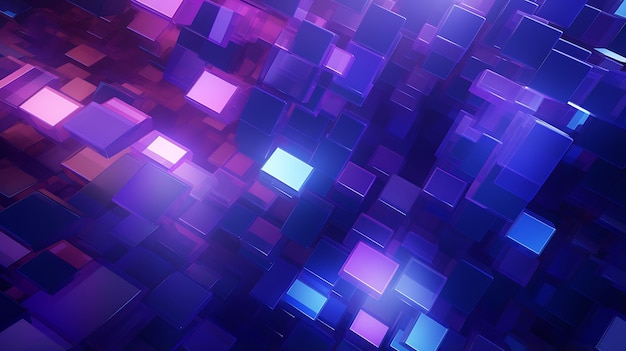 Abstrato fundo padrão de cubo isométrico 3D azul brilhante e roxo