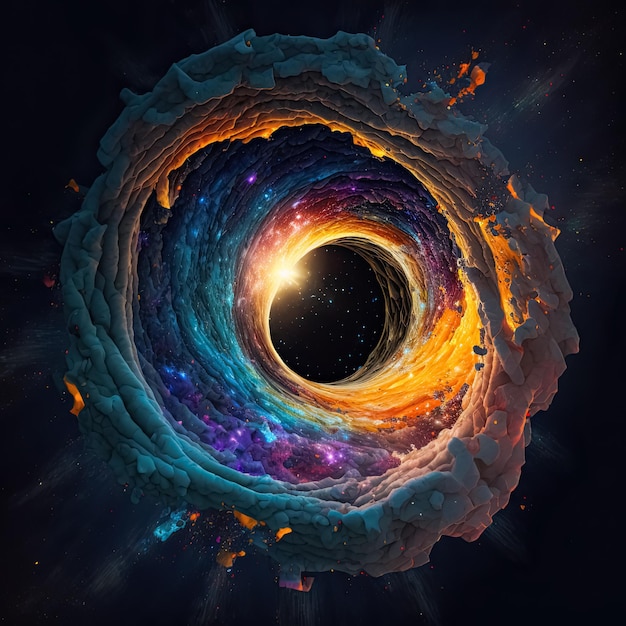 Abstrato galáxia estelar túnel de buraco de minhoca espiral Conceito de portal de vórtice de tempo no espaço