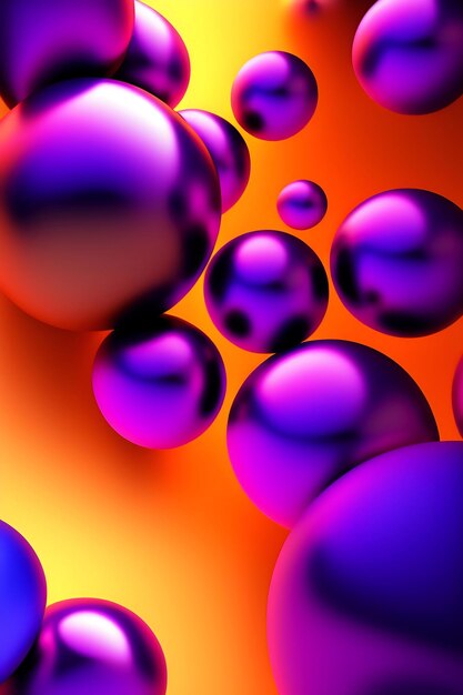 Abstrato incrível de bolas roxas coloridas de diferentes formas Textura fractal de fantasia
