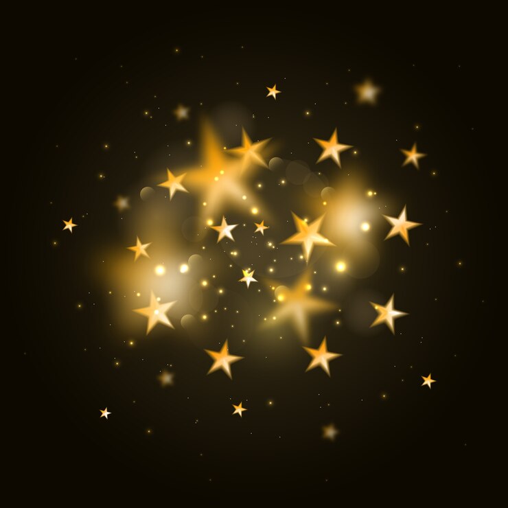Foto abstrato mágico com estrelas douradas desfocadas