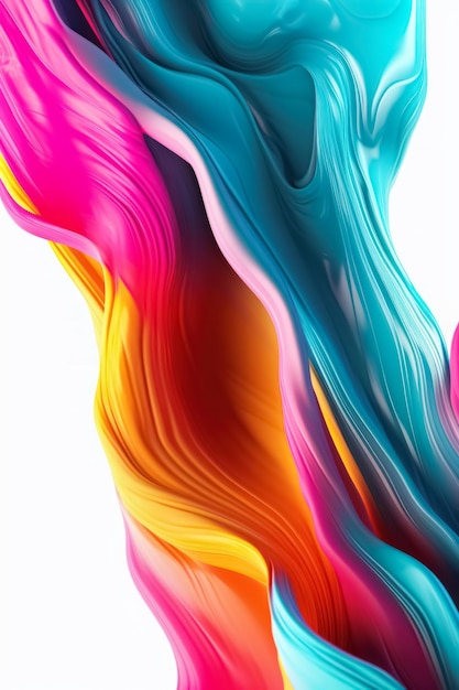 Abstrato moderno branco e neon cores líquido ondulado fundo de tinta acrílica Generative AI