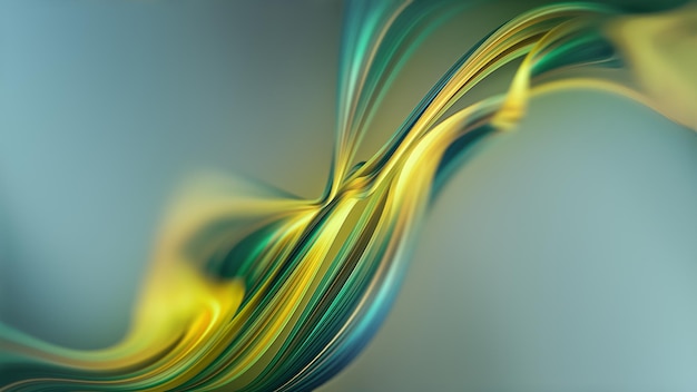 Abstrato natural com linhas verdes fluidas e ondas na luz