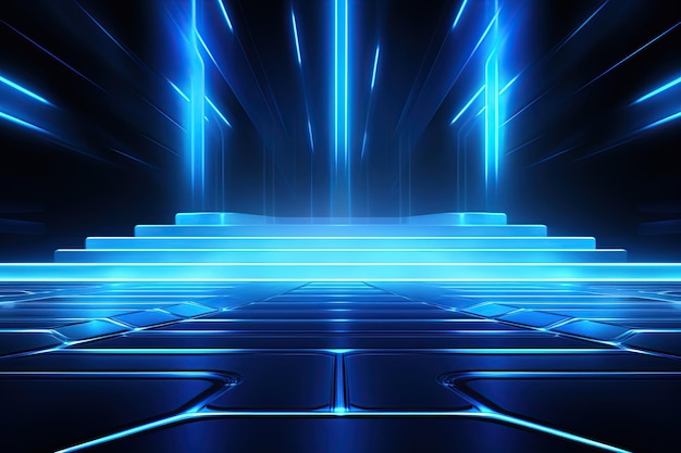 Abstrato néon azul fundo ciberespaço universo paralelo linhas listras brilham AI gerado