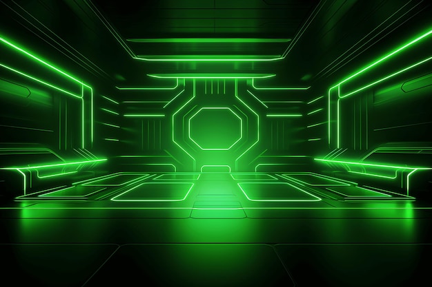 Abstrato néon verde fundo ciberespaço universo paralelo linhas listras brilham AI gerado
