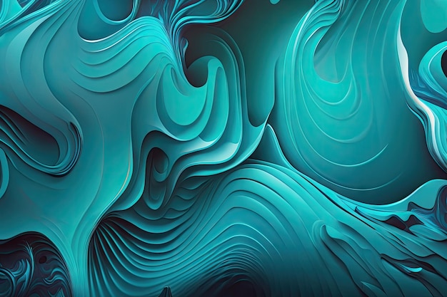 Abstrato no estilo de ondas em design de arte líquida turquesa