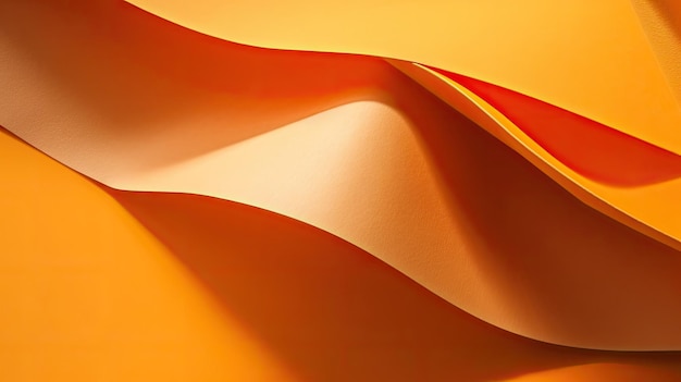 Abstrato OrangeYellow colorido dobrado textura de papel minimalista Flat lay Copiar espaço com Generative AI