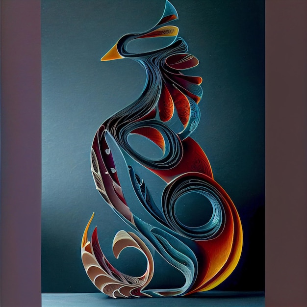 Abstrato Phoenix paper craft arte em papel generativa ai