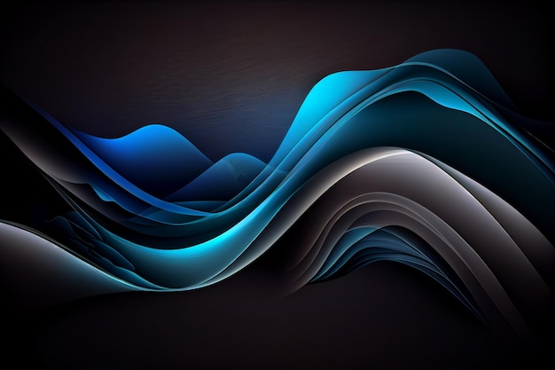 Abstrato preto e azul com ondas generativas ai