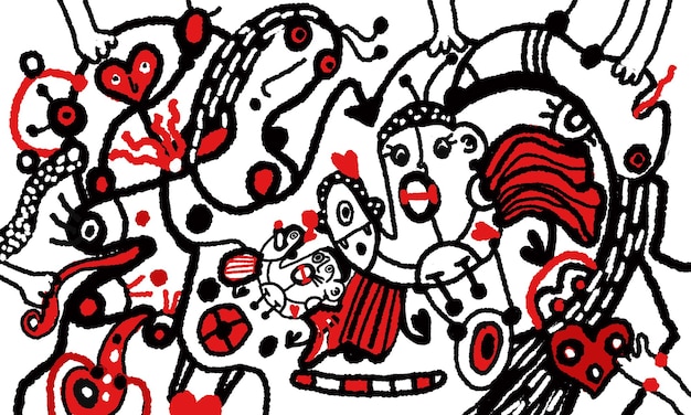 abstrato rabiscado desenhado à mão conceito de amor fundo