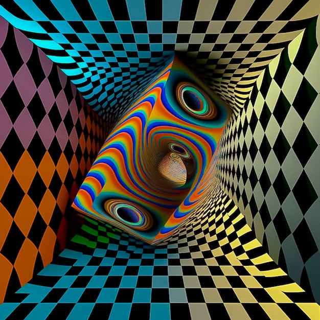 Foto abstrato sem costura 3d op art padrão gerado por ai