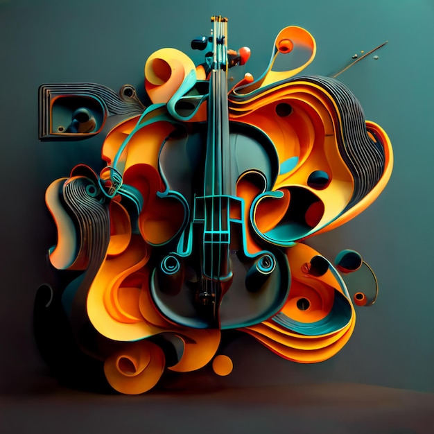 Abstrato surrealista violino generativo ai