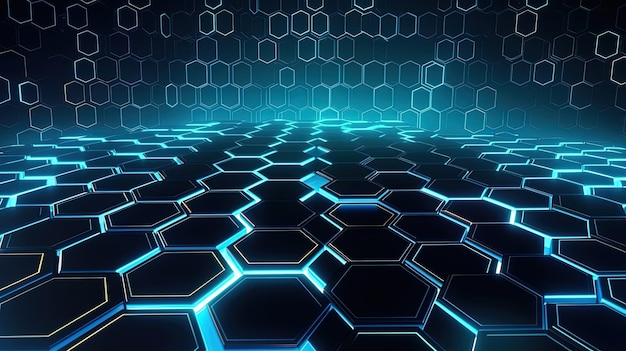 Foto abstrato tecnológico hexagonal fundo digital tecnologia rede fundo ilustração onda ponto futurista
