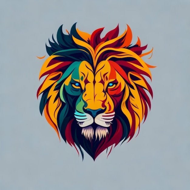 abstrato variedade de cores rosto de leão logotipo arte vetorial