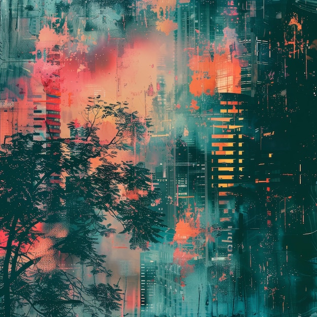 Abstratos urbanos se misturam com arte de glitch, inspiração da natureza e texturas metálicas cyberpunk para uma estética futurista.