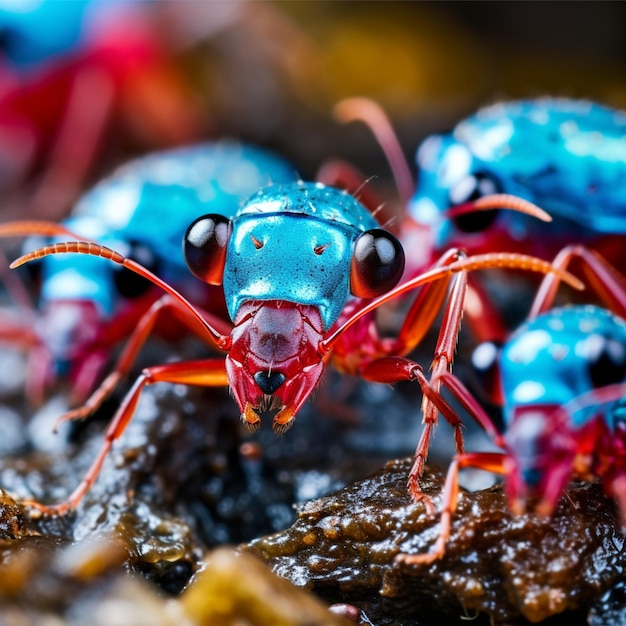 Abstufungsmischung aus blauen und rosa Ameisen