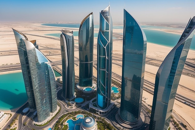 Abu Dhabi, Emiratos Árabes Unidos 8 de diciembre de 2016 Abu Dhabi altos rascacielos vista panorámica