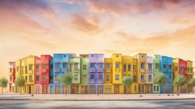 Abu Dhabi inspirado en el arte renacentista Casas de colores vibrantes An