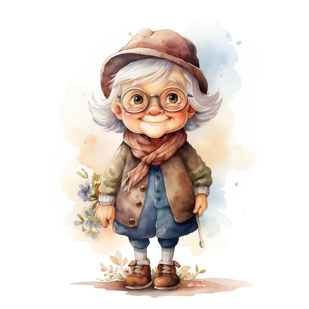 Foto abuela y abuelo ilustración clipart abuelos en fondo blanco