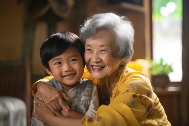 la abuela da la bienvenida a los nietos