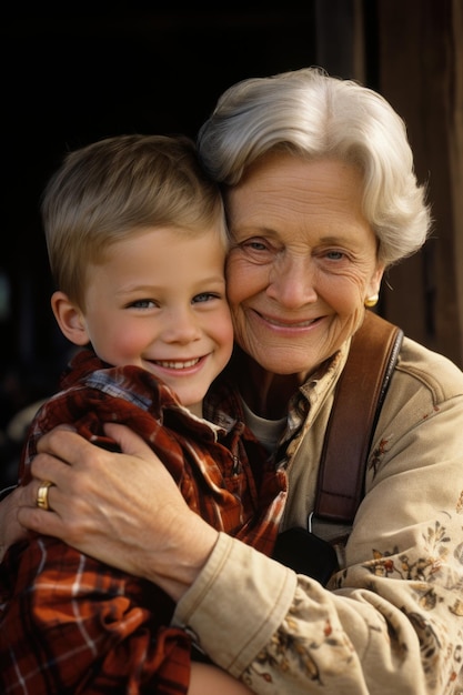 Foto la abuela da la bienvenida a los nietos