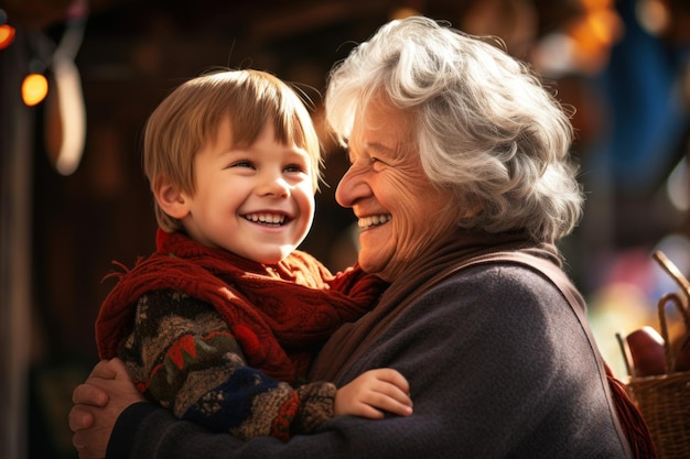 la abuela da la bienvenida a los nietos