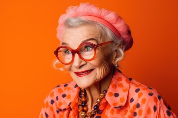 la abuela divertida retrata a la anciana vistiéndose elegante para un evento especial mod de moda de la abuela