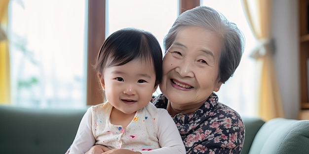 Una abuela y una nieta felices.
