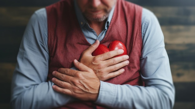 Foto abuelo dolor en el corazón infarto taquicardia generativa ai