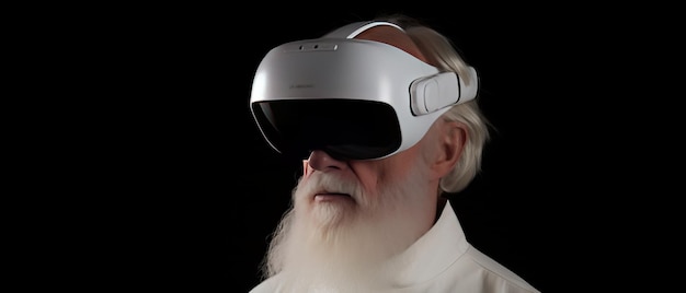 Abuelo con gafas de realidad virtual IA generativa