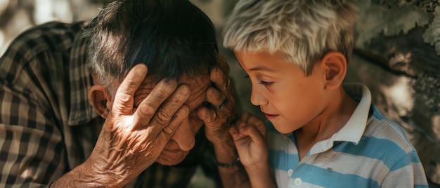 Un abuelo y sus nietos un momento lúdico capturado a los 73