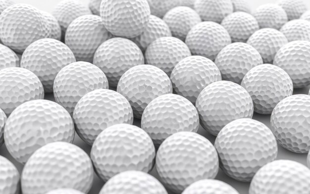 Foto abundancia de bolas de golf blancas en exhibición