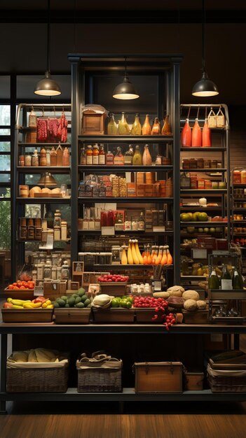 Abundancia de comida en una tienda de comestibles