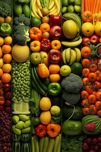 Foto abundância de opções de alimentos saudáveis nos corredores dos supermercados