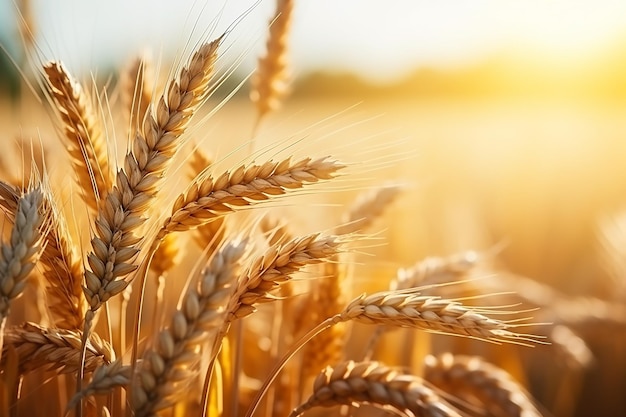 Abundancia dorada Primer plano del campo de trigo en la escena rural