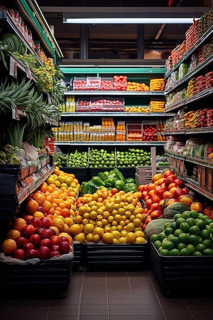 Abundancia de opciones de alimentos saludables en los pasillos de los supermercados