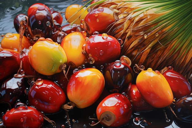 Foto abundante bandeira de frutas de palmeira de óleo gerar ai