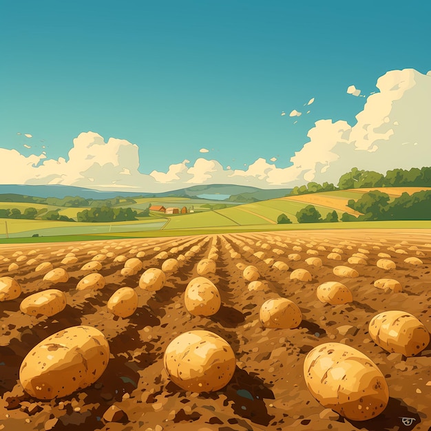 Foto abundante colheita de batatas no campo
