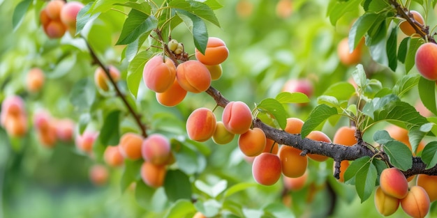 Abundante cosecha Árbol cargado de frutas maduras.