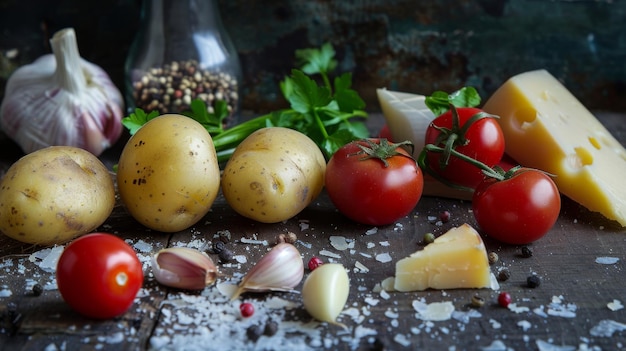 Abundante seleção de alimentos na mesa