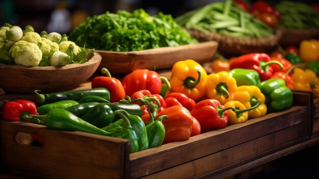 Abundante variedad de verduras en la mesa