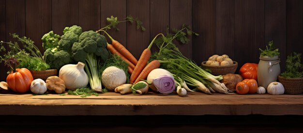 Abundante variedad de verduras en una mesa