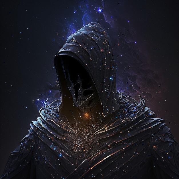 Abyssal Cosmic Hood in Dark Void Generative ai