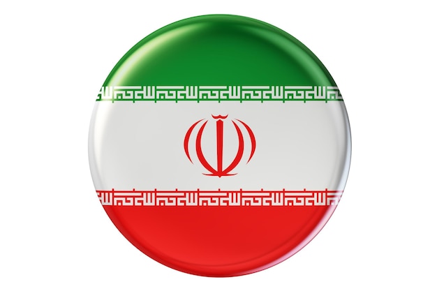 Foto abzeichen mit 3d-rendering der iranischen flagge