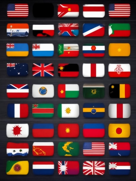 Abzeichen von Symbolen aus Flaggen der Länder der Welt