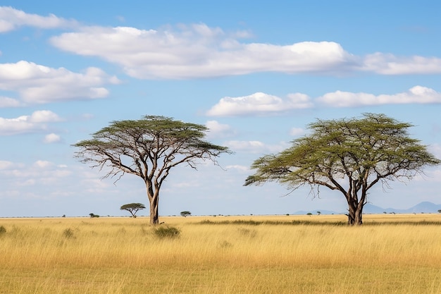 Acacien mit flacher Spitze in den Serengeti-Ebenen